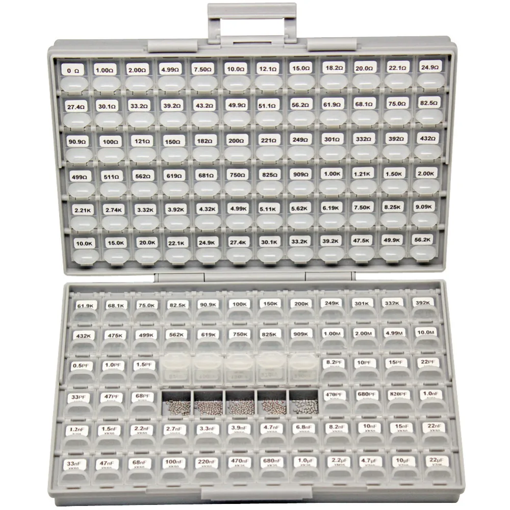 AideTek SMD 0805 комбинированный комплект резисторов 96x100 + конденсаторы 48x50 пластиковая