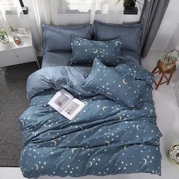 

BEST.WENSD Stars moon Bedding Set Comforter Linen Soft Bedding Bag 3/4pcs Duvet Cover Sets Quilt Cover Bed Flat Sheet Pillowcase