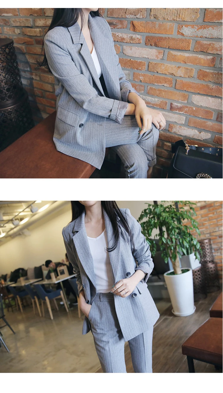 Весна и осень, новая Корейская версия, профессиональный полосатый маленький костюм, женский повседневный деловой маленький костюм