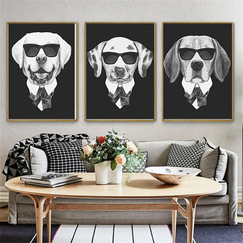 HAOCHU Dog Series Wear Sunglasses Painting Cool Animal Nordic Home