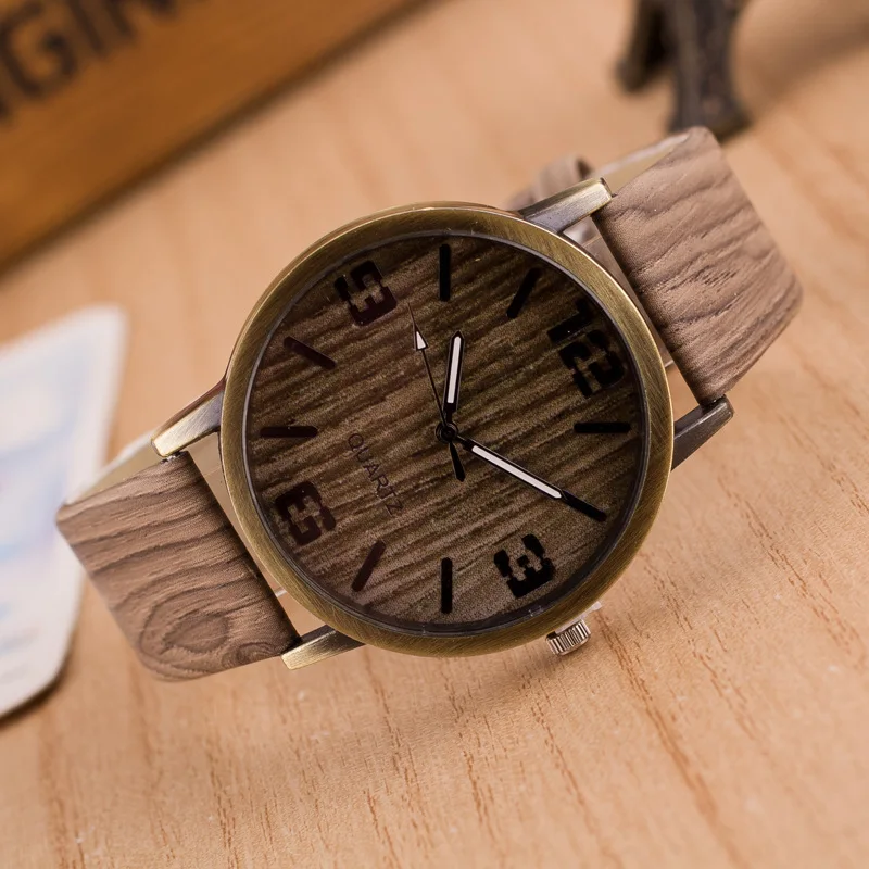 Горячая имитация деревянные мужские кварцевые часы повседневные деревянные цвет кожаный ремешок часы деревянные мужские наручные Relojes Relogio Masculino