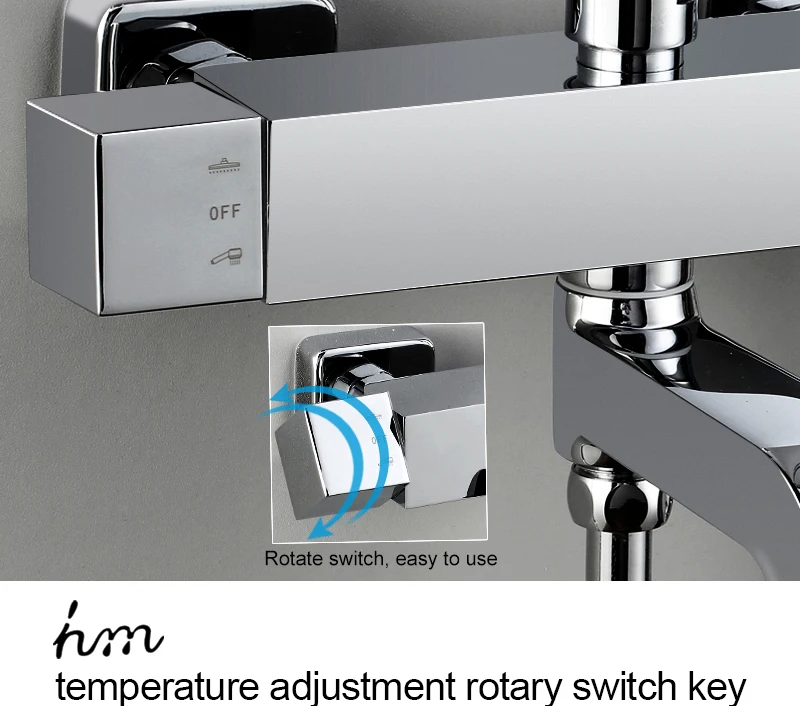Bathroom Shower System Faucet Set with Rainfall Shower Head & Handheld  Brass Thermostatic Water Rainfall Shower Set Faucet (20)