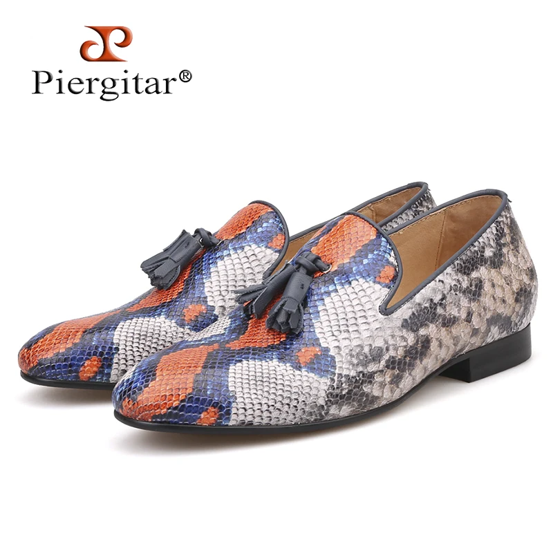 Marque Chaussures Partie Vache Cuir Serpent Motif Habillées Hommes Et Piergitar Mocassins Gland Multi 2019 En Mariage Décontractées De LVqSzGpUMj
