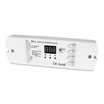 

D4-L;4CH 12-36V 5A Constant Voltage DMX512 & RDM Decoder;5A*4CH output with display for setting dmx address