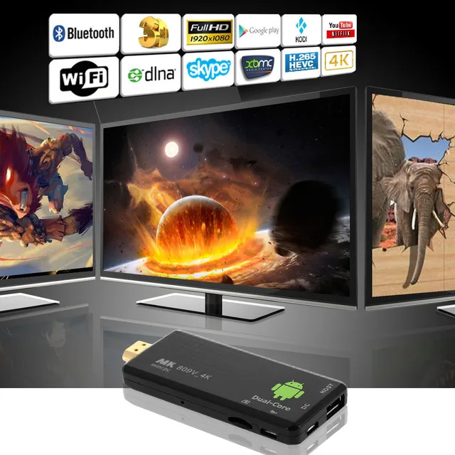 MK809 IV Android 5.1 TV Dongle RK3229 Quad-Core 1G / 8G UHD 4K HD Mini PC Miracast / DLNA H.265 WiFi Smart Media Player