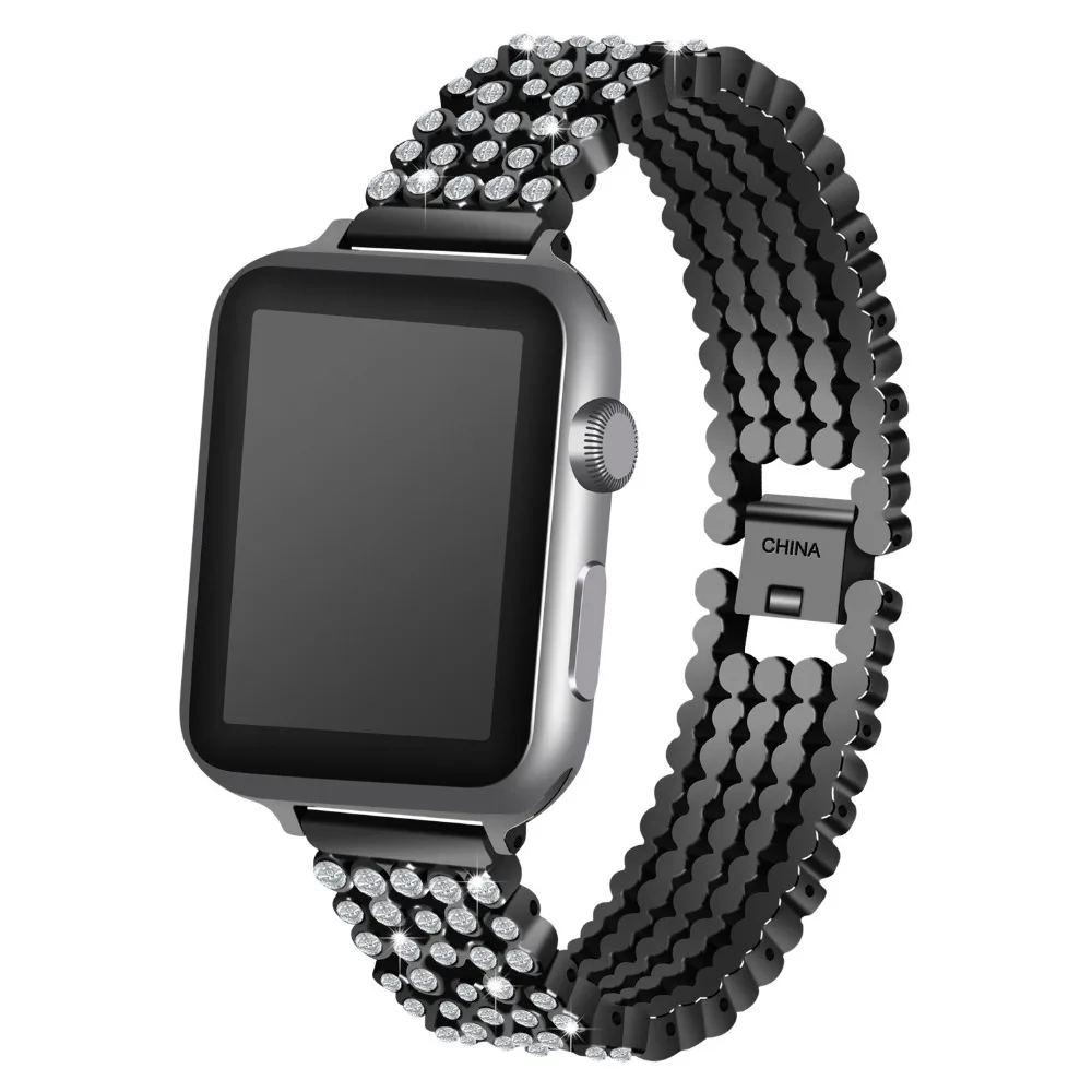 Ремешок со стразами для Apple Watch band 38 мм 42 стильный роскошный сменный Браслет из
