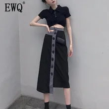 [EWQ] г. летняя Новинка, высокая талия, однотонный однобортный цвет, сочетающаяся юбка женская модная трендовая женская одежда QJ449