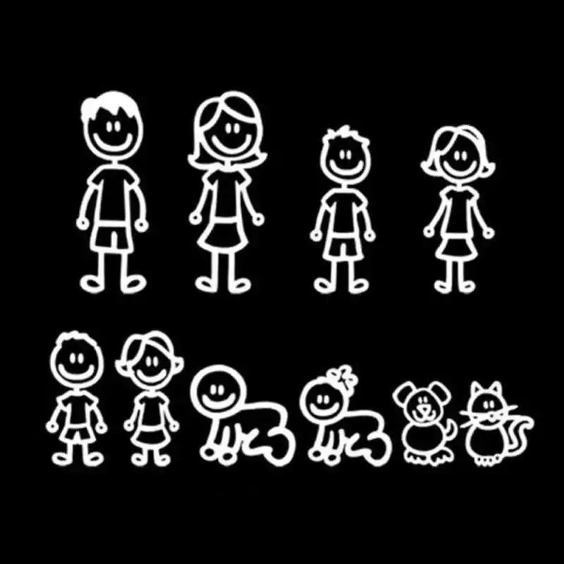 

10pcs Car Stickers Family Members Black/White Cartoon Vinyl Decorative Gift 2019