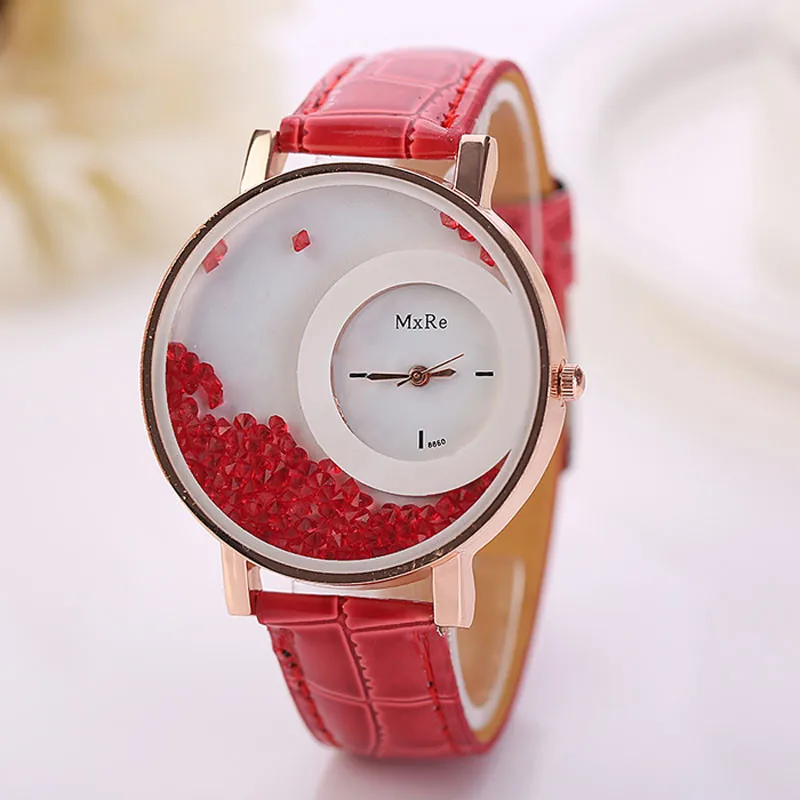 

2018 Fashion Leather Strap Women Rhinestone Wrist Watch Casual Women's quartz watches Stainless Steel Watches reloj mujer