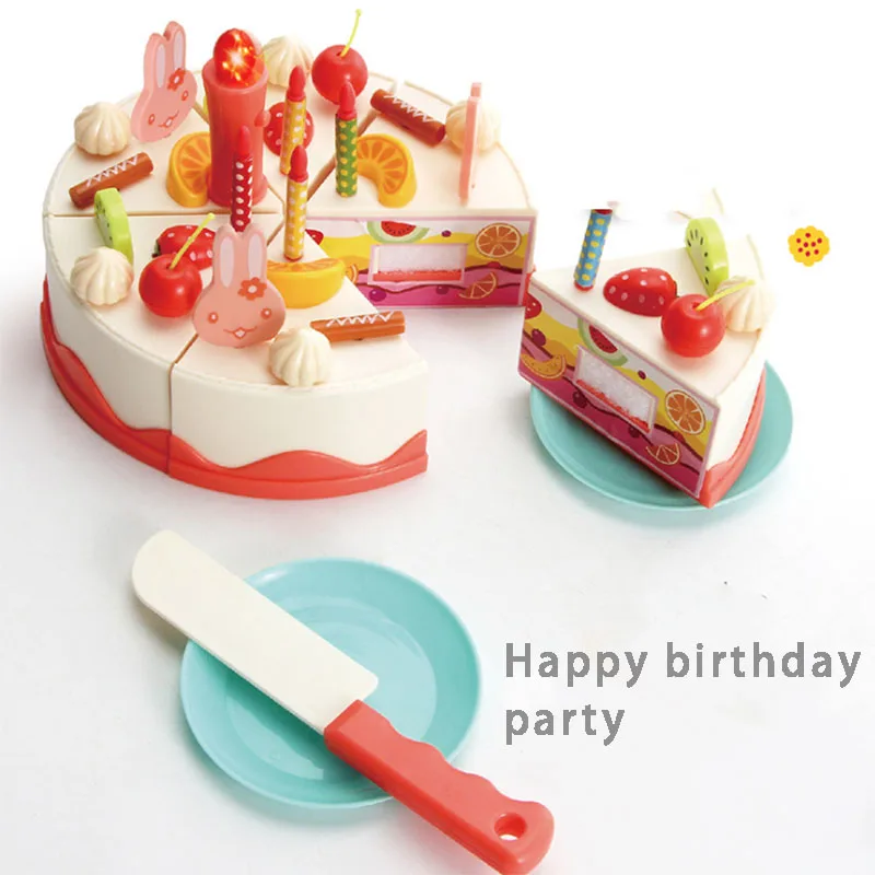 61 шт. Большой DIY ролевые игры фрукты разрезание торта ко дню рождения кухонная игрушечная еда с легкой музыкой для детей мальчиков и девочек