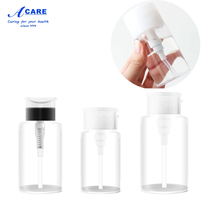 

Empty Refillable Bottles Cream Pump Pressed Plastic Nail Polish Remover Alcohol Liquid Dispenser Cleaner Foaming Bottle Cleaner