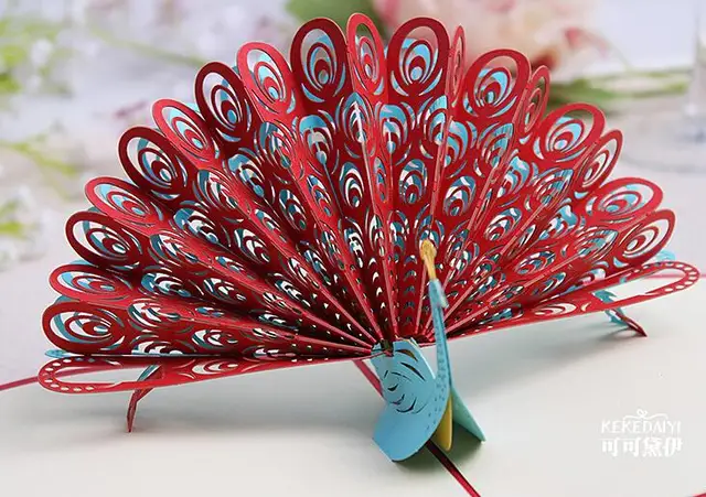 Us 32485 11 Di Sconto3d Pop Up Biglietto Di Auguri Fai Da Te Pavone Di Compleanno Anniversario Madri Giorno Di Pasqua San Valentino Grazie Carta