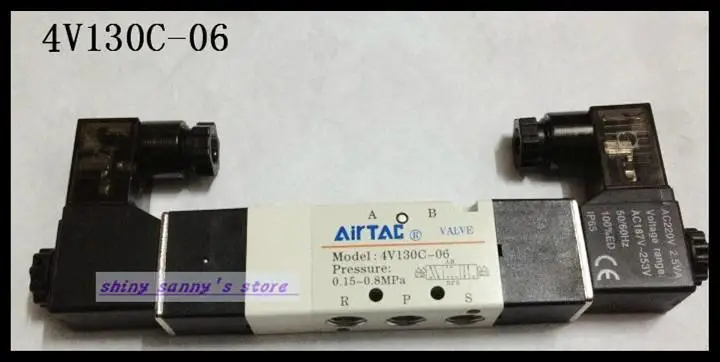 1 шт. 4V130C-06 DC24V соленоидный воздушный клапан 5 портов 3 положения BSP 1/8 &quotабсолютно