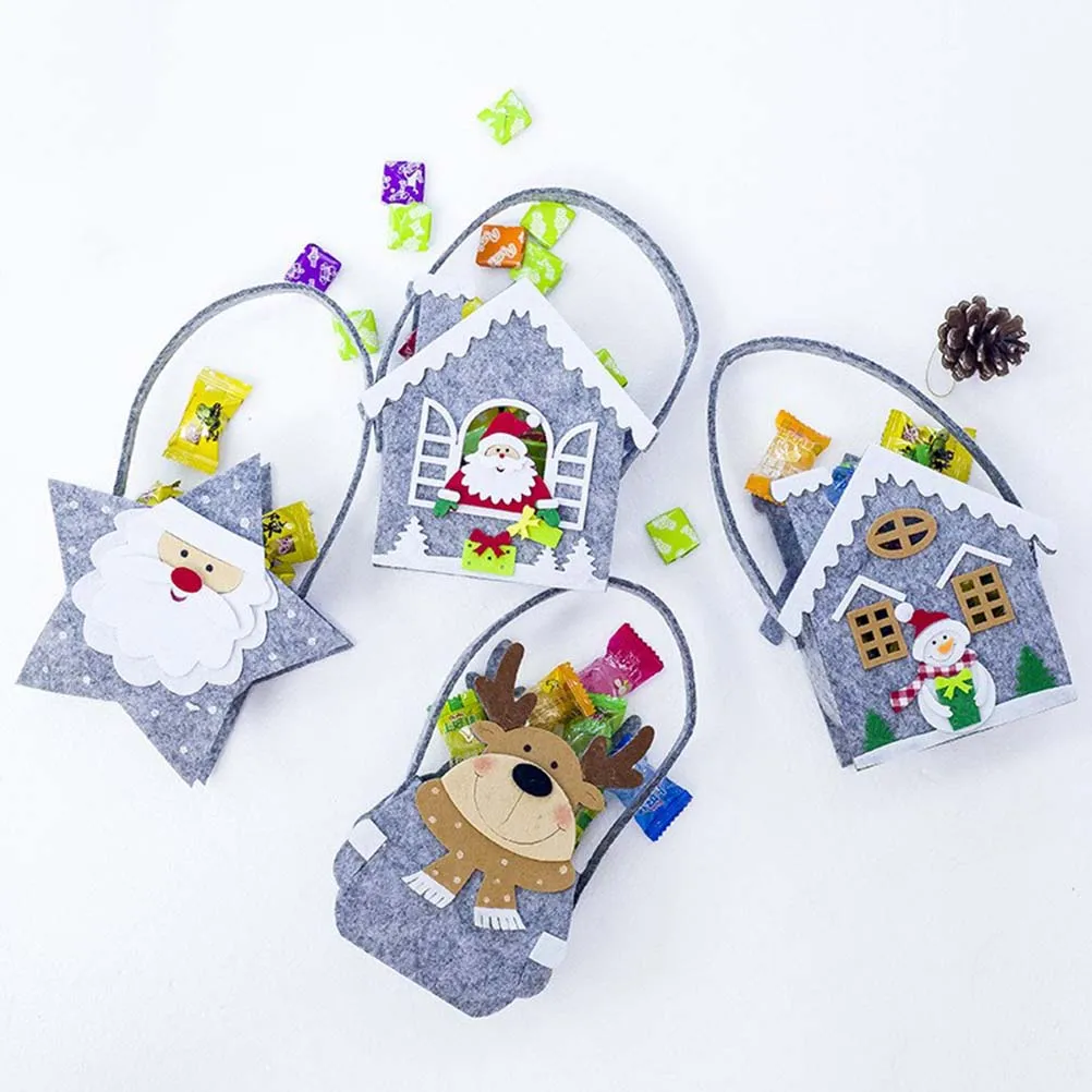 1 шт Подарочные сумки для конфет рождественские милые узоры фетровые ручные вечерние украшения для рождества(пентаграмма стиль