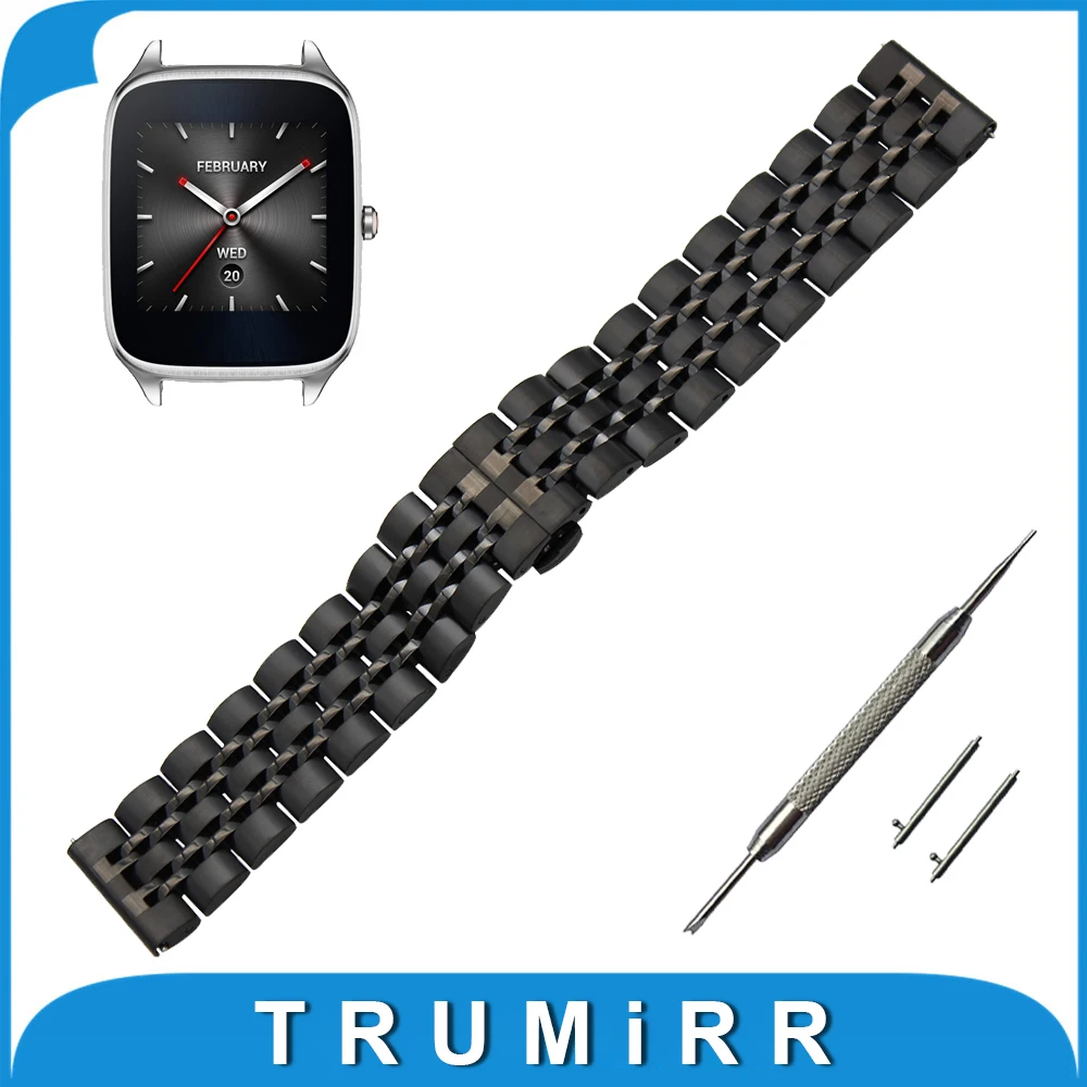

22mm Stainless Steel Watch Band for Asus ZenWatch 1 2 Men WI500Q WI501Q Butterfly Buckle Strap Quick Release Wrist Belt Bracelet
