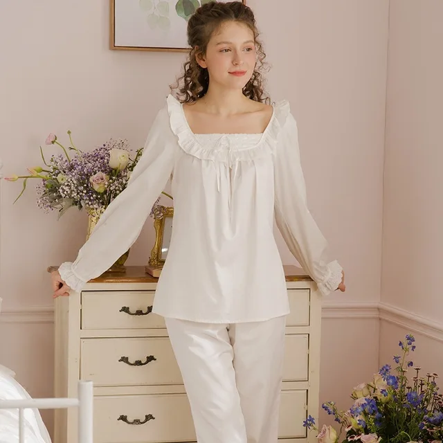 Buy Women Pajamas Cotton Pajamas Suit Vintage Royal