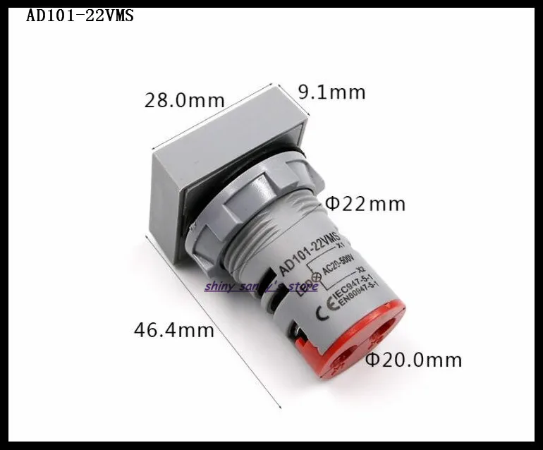 8 шт./лот AD101-22VMS 22 мм AC20-500V красный, зеленый, желтый, синий, белый вольтметр светодиодная квадратная панель Цифровой индикатор бренд