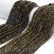 Натуральный Золотой обсидиан граненые бусины Rondelle 3x2 мм/4x3 мм