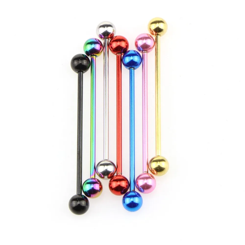 MODRSA 1Piece Stainless Steel Industrial Barbell Ear Cartilage Stud Earring Straight Bar Ear