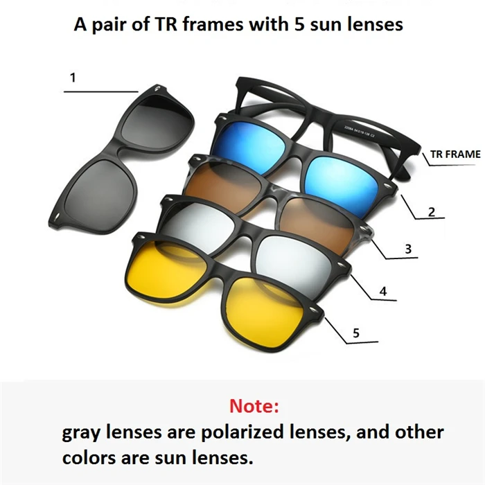 Ретро 5+ 1 поляризованные очки с зажимом для близорукости, оправа для очков для мужчин и женщин, набор из пяти магнитов, зеркало 0-1-1,5-2-2,5-3-3,5-4,0