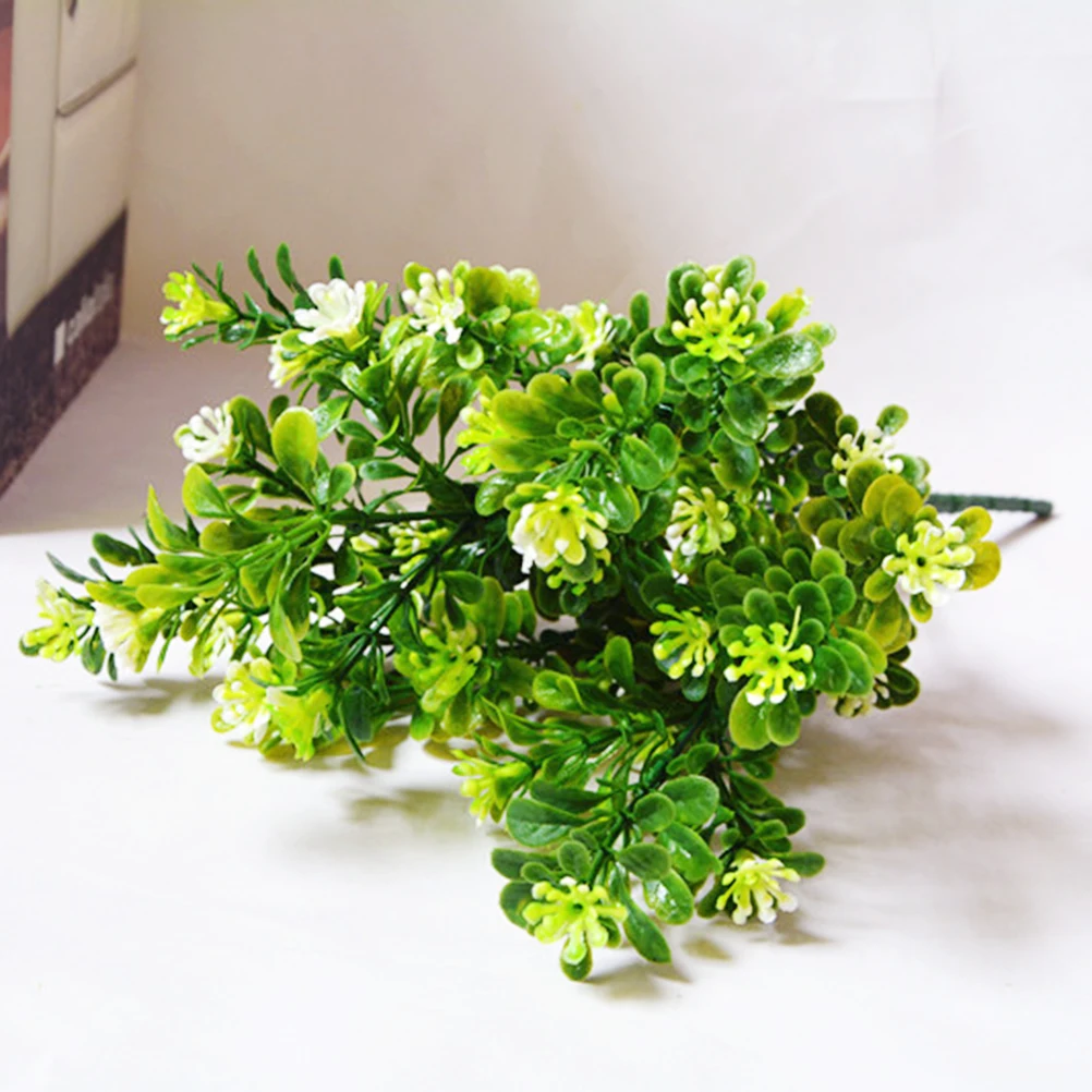 7 Branch/bouquet Silk Fake Green Plant Fake Artificial Milan Grass With Leaf Setting Wall Decoration Flower Accessories