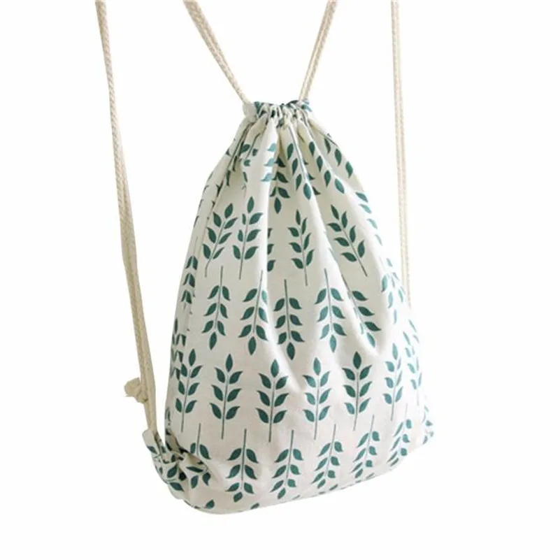 Пшеничное ухо Drawstring хозяйственная сумка женский зеленый холщовый рюкзак для