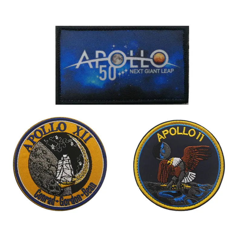 

3pcs/set Apollo 11 Patches Embroidery Astronaut Spacecraft Moon Landing in Real Time U.S. 50th Anniversary Badges for Jackets