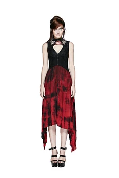 

Punk Women's Tie-dye Sleeveless Dress V Neck Summer Casual Long Dresses Sexy Victorian Corset Printed Dress