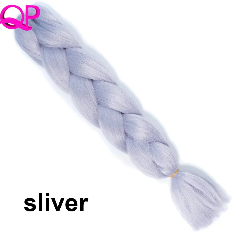 Qp 24 дюйма 100 г огромные плетеные волосы фиолетовый зеленый серебристый синтетические волосы для вязания крючком косы 100 цветов - Цвет: #16
