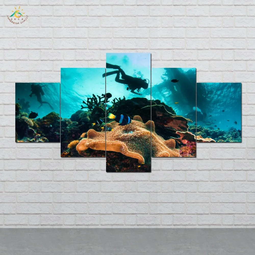 

Underwater Escape HD Printed 5 Piece Wall Art Decor Home Decoration Picture Paint on Canvas Prints Painting for Living Room