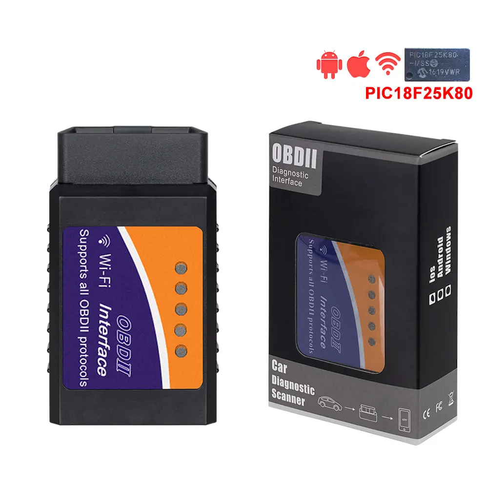 elm327 V1.5 Bluetooth/wifi OBD2 PIC18F25K80 чип-код считыватель ELM 327 OBDII V1.5 Диагностический Инструмент Дизель/бензин на Android/IOS