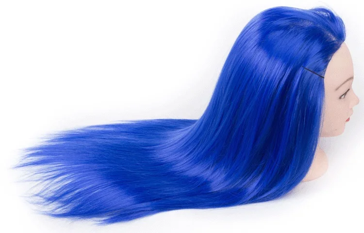 

Training Mannequin Head With Blue Hair Cosmetology Hairdressing Doll Manikin Heads Hairstyles