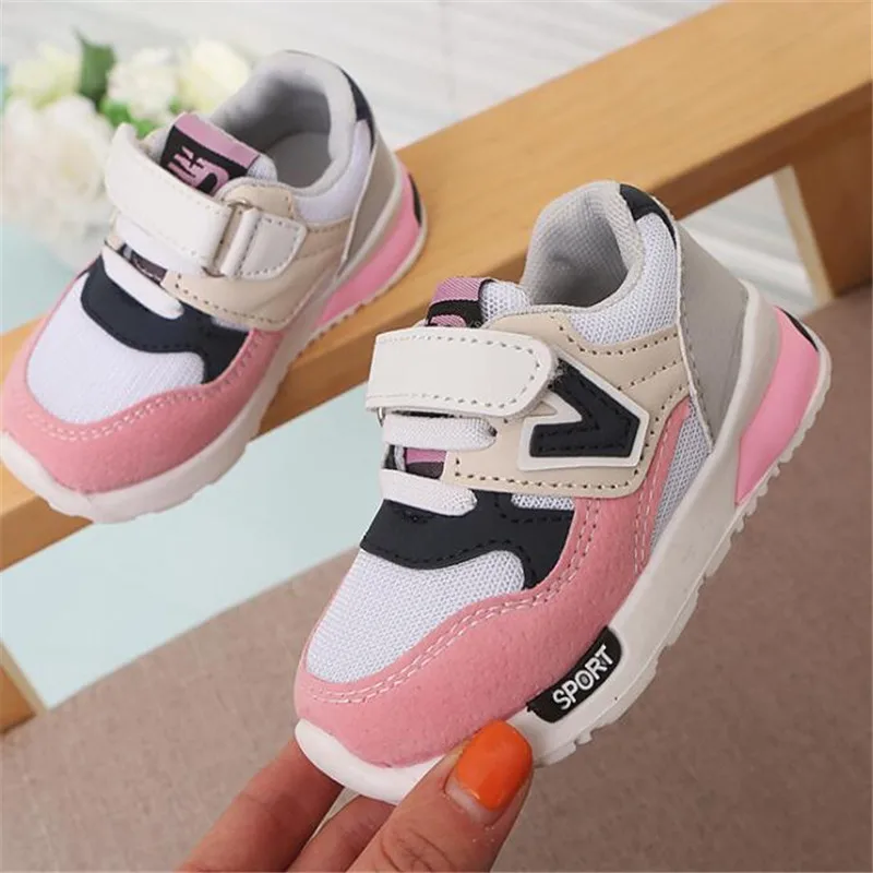 

MHYONS 2019 Kids Shoes For Boys Girl Children Casual Sneakers Baby Girl Air Mesh Breathable Soft Running Sports Shoe Pink Gray