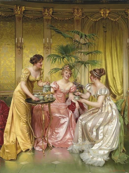 

Classical figurative painting canvas portrait art poster picture court painting noble three beauties portrait modern home decor