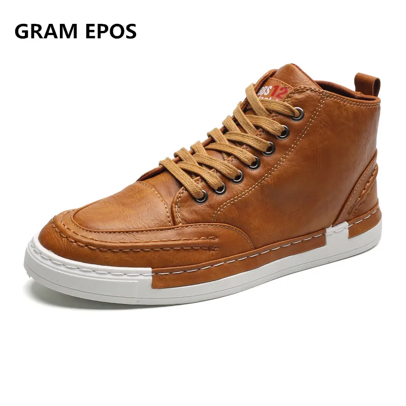 

GRAM EPOS 2017 New Men's Winter Boots Men pu Leather high top Boot Male British Style Retro Martin Boots Couple Autumn Shoes