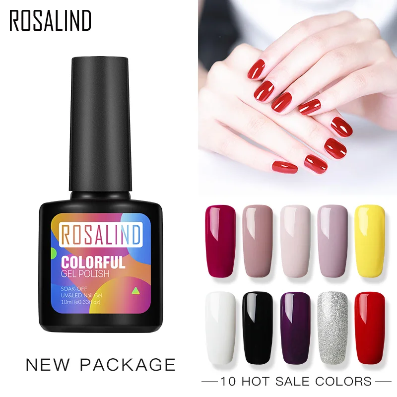 

ROSALIND Nail Gel Polish Hybrid for Manicure Poly UV LED Nail art Varnishes Set 10ml Base Top Prime gel nail polish