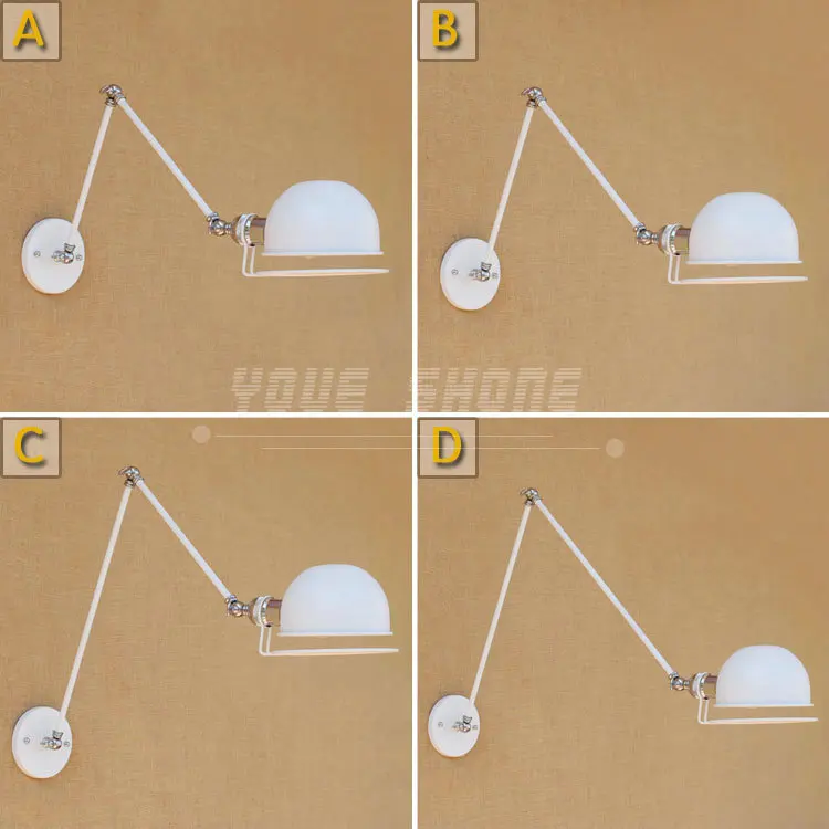 

North Europe Modern White Retro Adjust Head Swing Arm Wall Lamps E27 Reading Light For Workroom Bedside Bedroom Wall Sconce