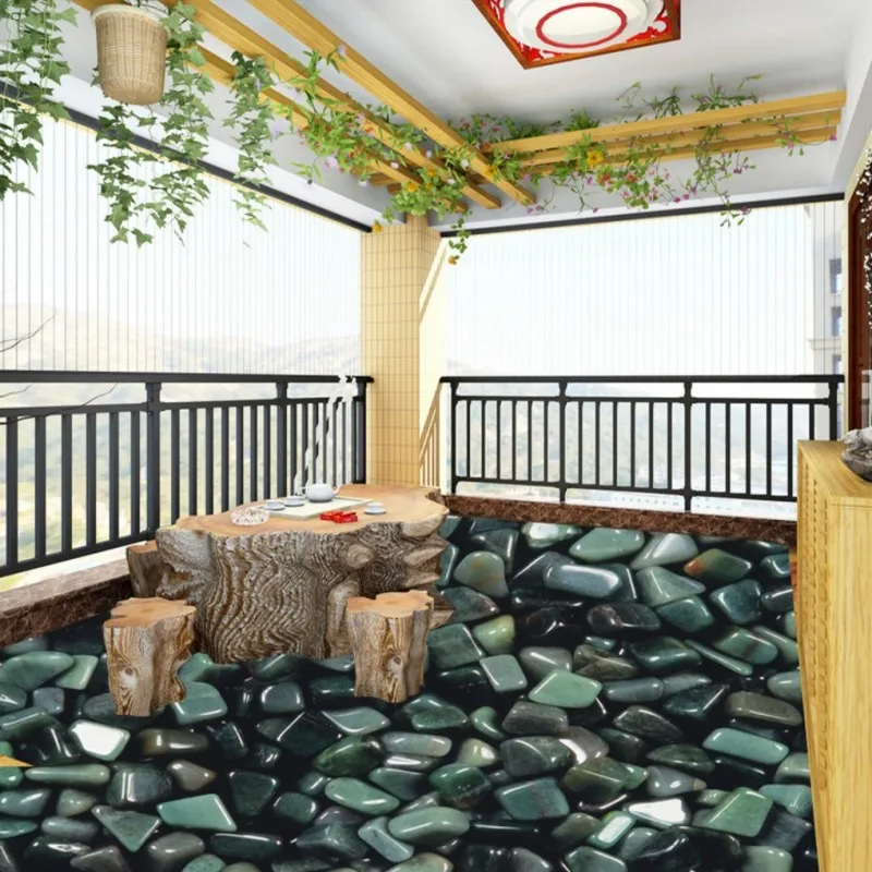 

Free Shipping High grade cobblestone 3D stereo flooring painting living room bathroom corridor floor wallpaper mural