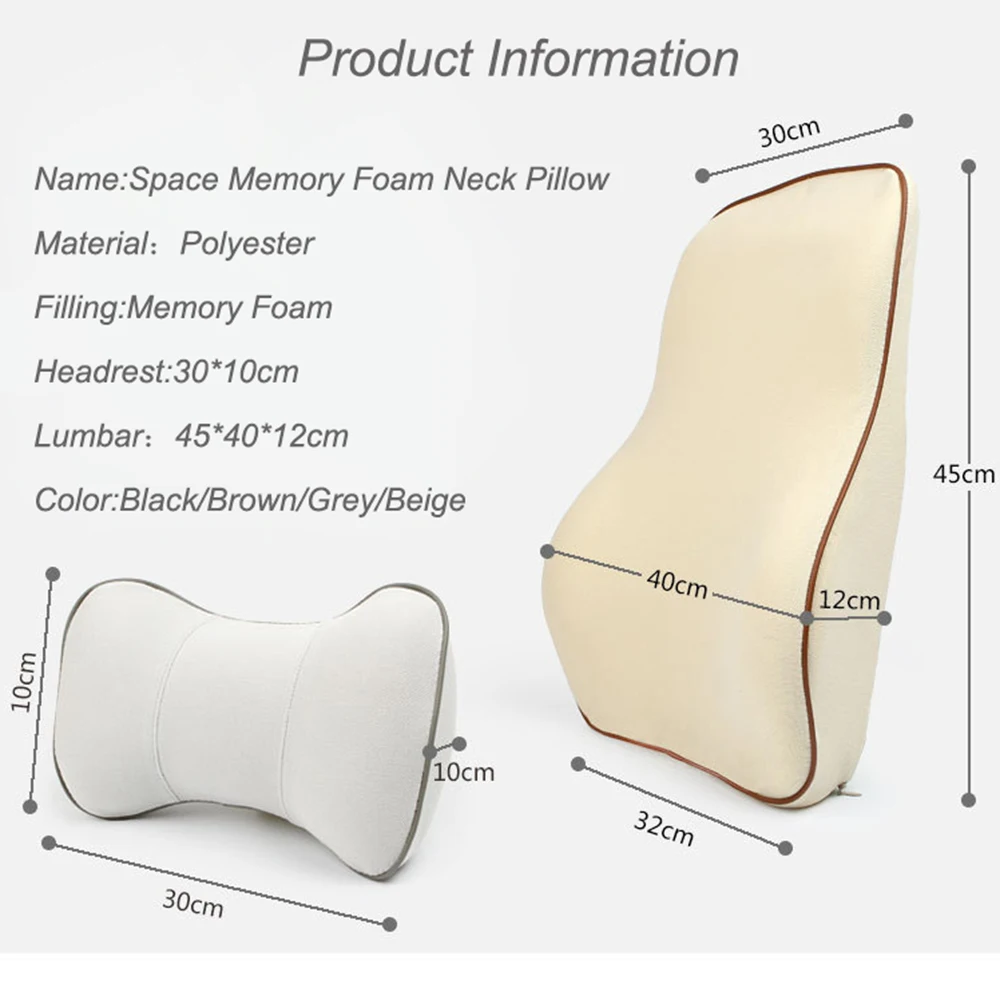 JINSERTA Автомобильная подушка для шеи и сиденья, поддержка подголовника, подушка с эффектом памяти, поясничная поддержка для автомобиля, аксессуары для интерьера