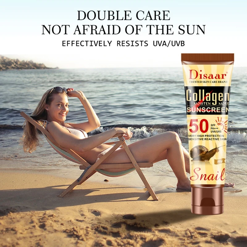 Moisturizing Anti-uv Sun Cream Collagen Snail Essence Sunscreen Whitening Anti-Aging Oil-control SPF 50 For Body Face Care