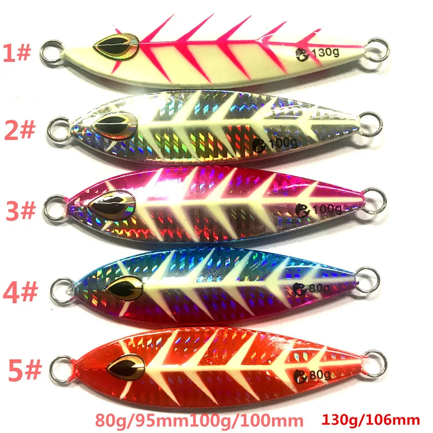 Ufishing люминесцентные медленные Джиги 80 г 100 130 с узором в виде рыбной кости