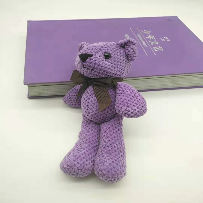 Мода 20 см плюшевый медведь кукла игрушка брелок Женская сумка брелоки подвески плюшевые игрушки свадебный брелок - Цвет: Сливовый