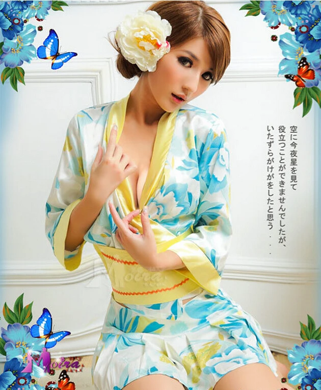 Sexy lingerie Blue sweet Korea sexy nightgown Japanese