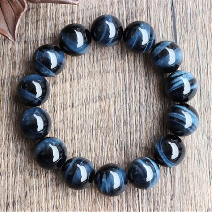 Natural Stone Beads Blue Tiger Eye Men Strand Bracelets For Women Men