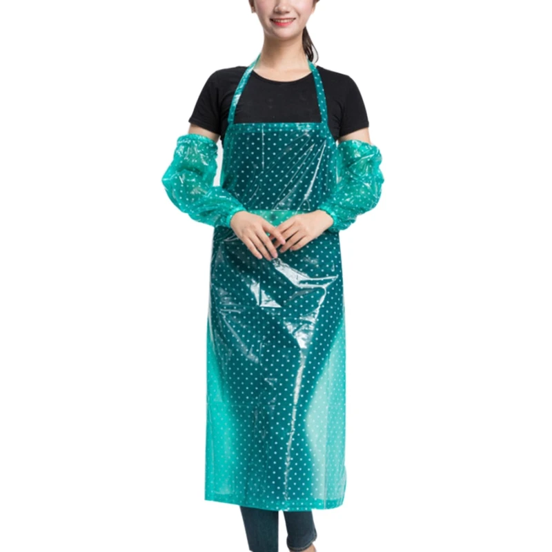 Waterproof Anti Oil Apron with Oversleeve Chef Work Wear Cook Uniform
