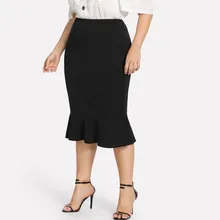 XL-5XL, Женская юбка, модная, OL, тонкая, бодикон, одежда для бизнеса, с оборками, офисная, стильная, размера плюс, женская, офисная юбка AD