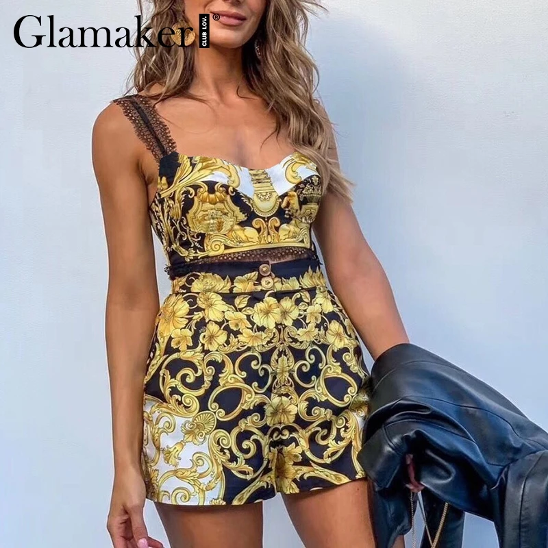Glamaker сексуальный комплект из двух предметов с принтом пейсли короткий