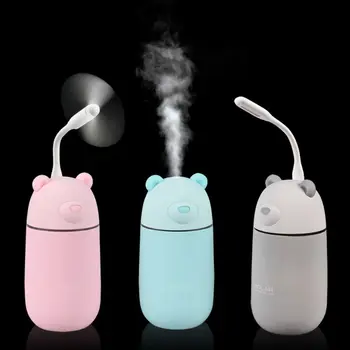 

3 in 1 USB Ultrasonic Cool Mist Humidifier LED Lighting Fan Car Vehicle Air Humidifier Ultra-Silence Mini Desk Vaporizer Purifie