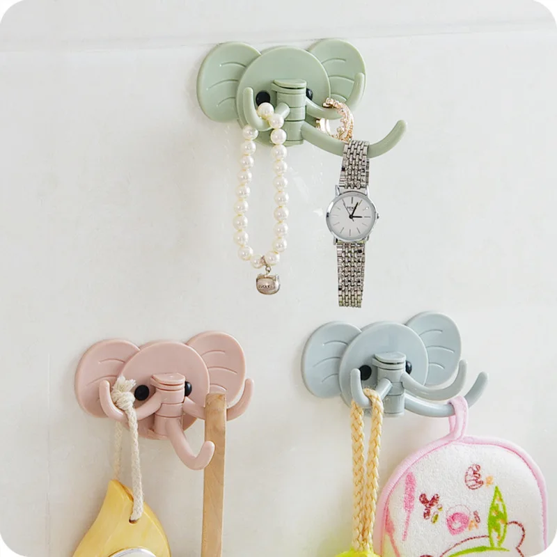 

Cute Elephant Nail-free Seamless Strong Glue Door Hooks Kitchen Bathroom Wall Multi-purpose Hooks Home Decoration Accesories