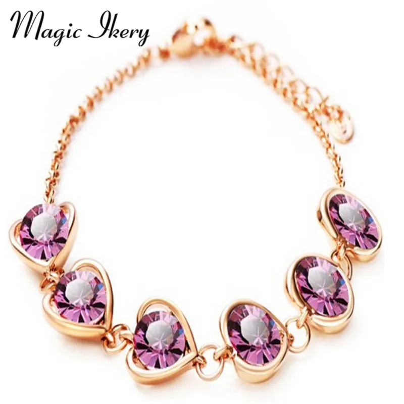 

Magic Ikery 2014 New Arrival Gold & Silver Color Crystal Heart Shape Fashion Costume Jewelry for Women Bracelets
